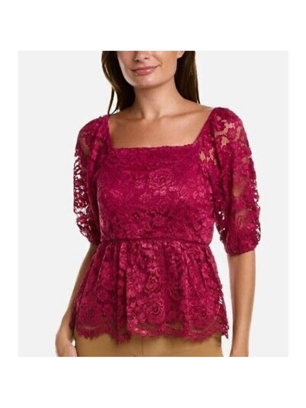 Nanette Lepore Peplum Top XL Raspberry Radiance NWT
